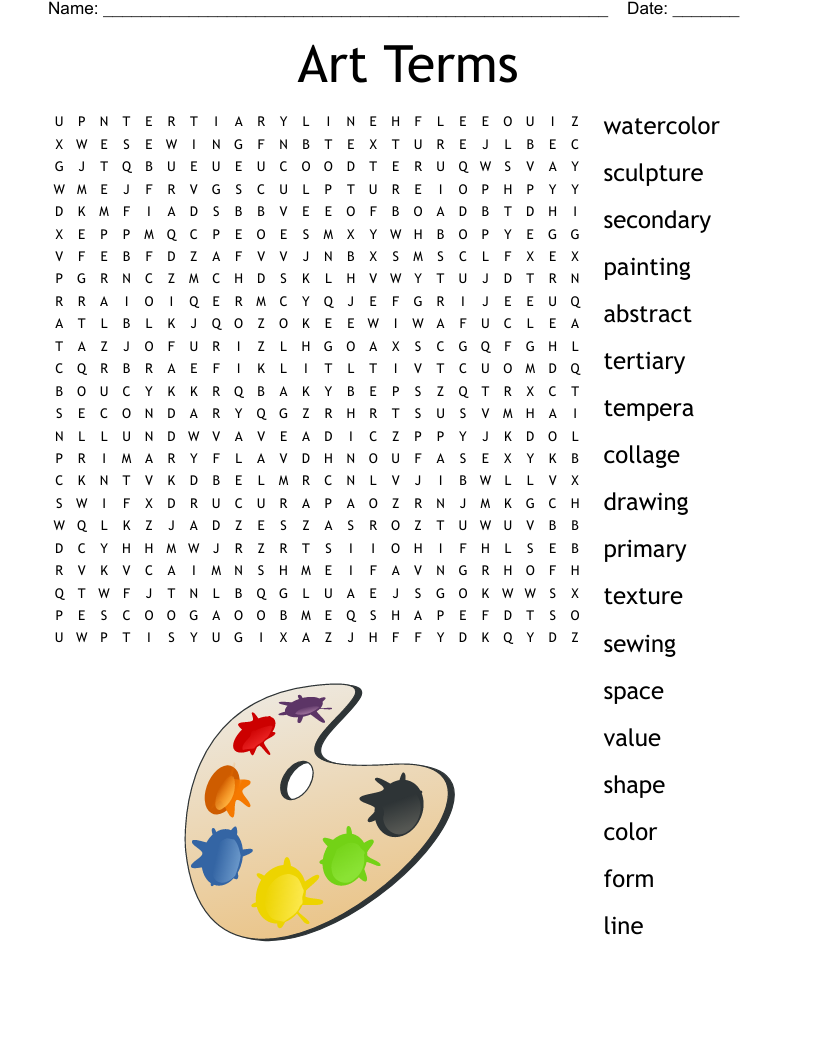 Art terms word search