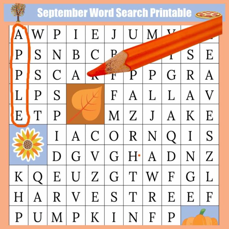 September word search printable