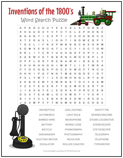 Inventions of the s word search puzzle print it free