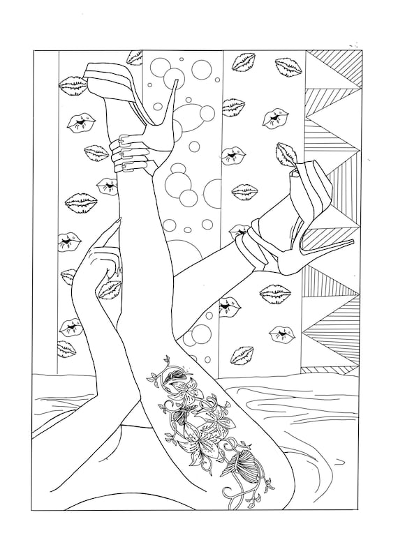 Sexy erotic coloring pages digital art print tattoo line art pattern digital download sex positive bedroom decor adult coloring