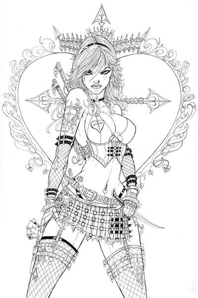 Red queen inks by jamietyndall adult coloring designs steampunk coloring coloring pages