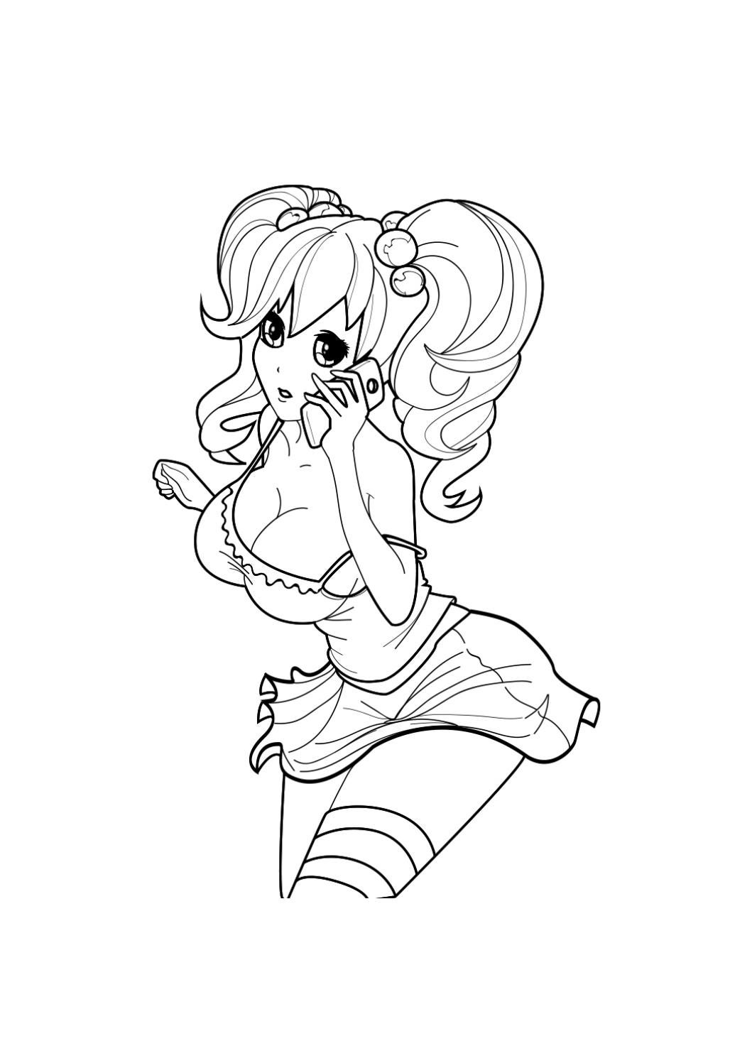 Hot anime girls coloring pages for adults â free printable coloring book