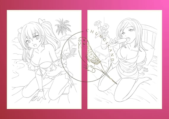 Coloring book erotic anime pages to color adult printable pdf instant digital download