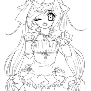 Long hair anime girl coloring pages printable for free download