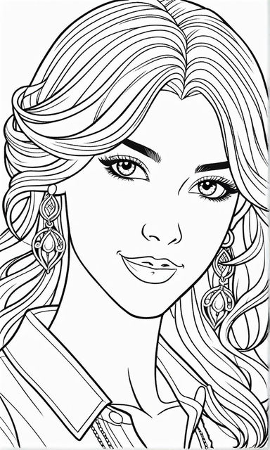 Adult coloring book page of a sexy thick woman
