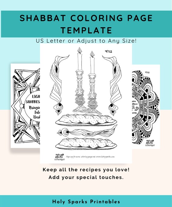 Shabbat coloring page template printable