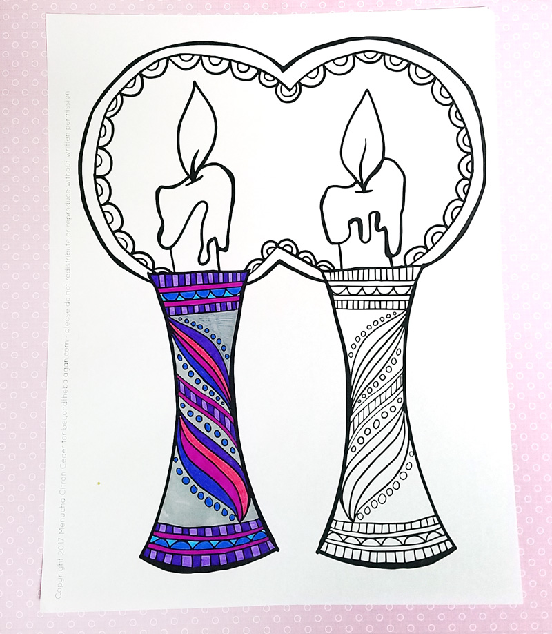 Shabbat coloring page for adults