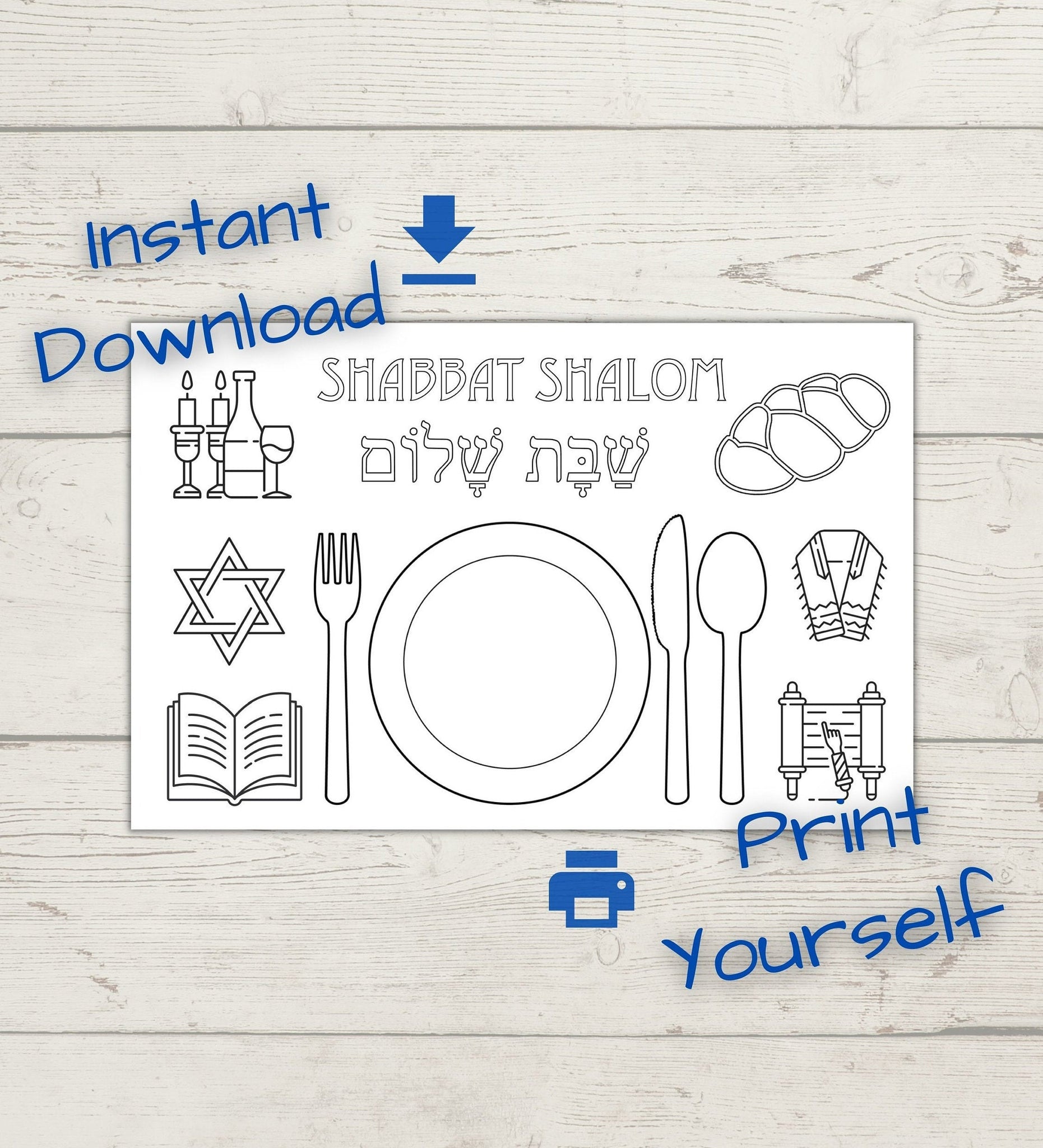 Shabbat placemat for coloring download and print as an activity for t â mazel tov designs