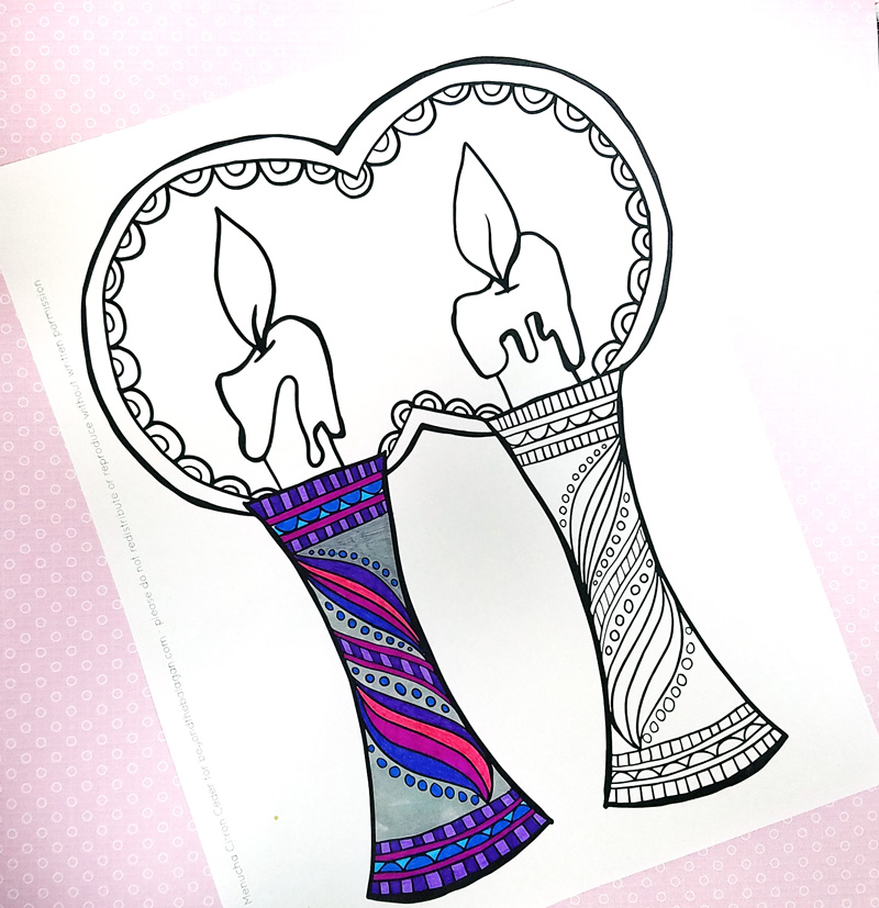 Shabbat coloring page for adults