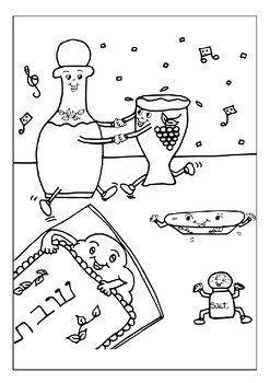 Educational coloring pages explore shabbat traditions for children