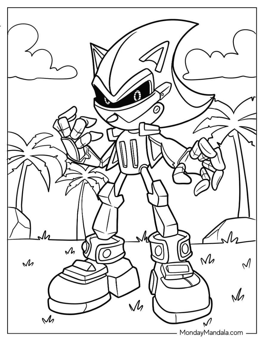 Metal sonic coloring pages free pdf printables