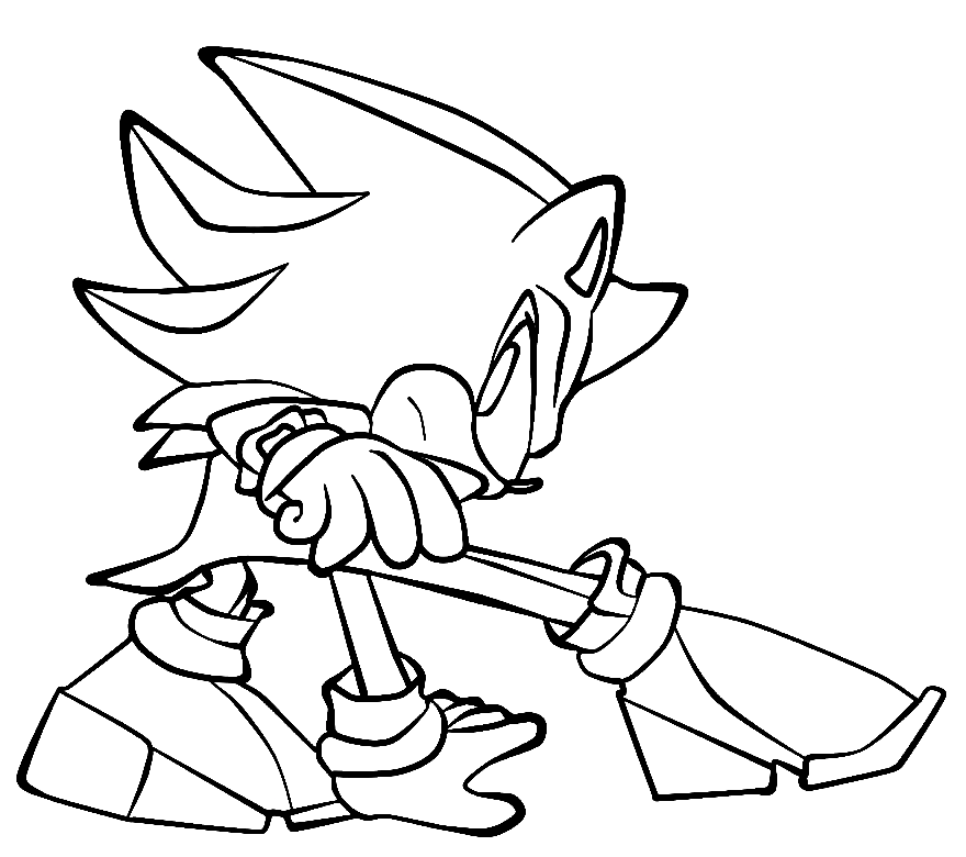 Shadow the hedgehog in action coloring page