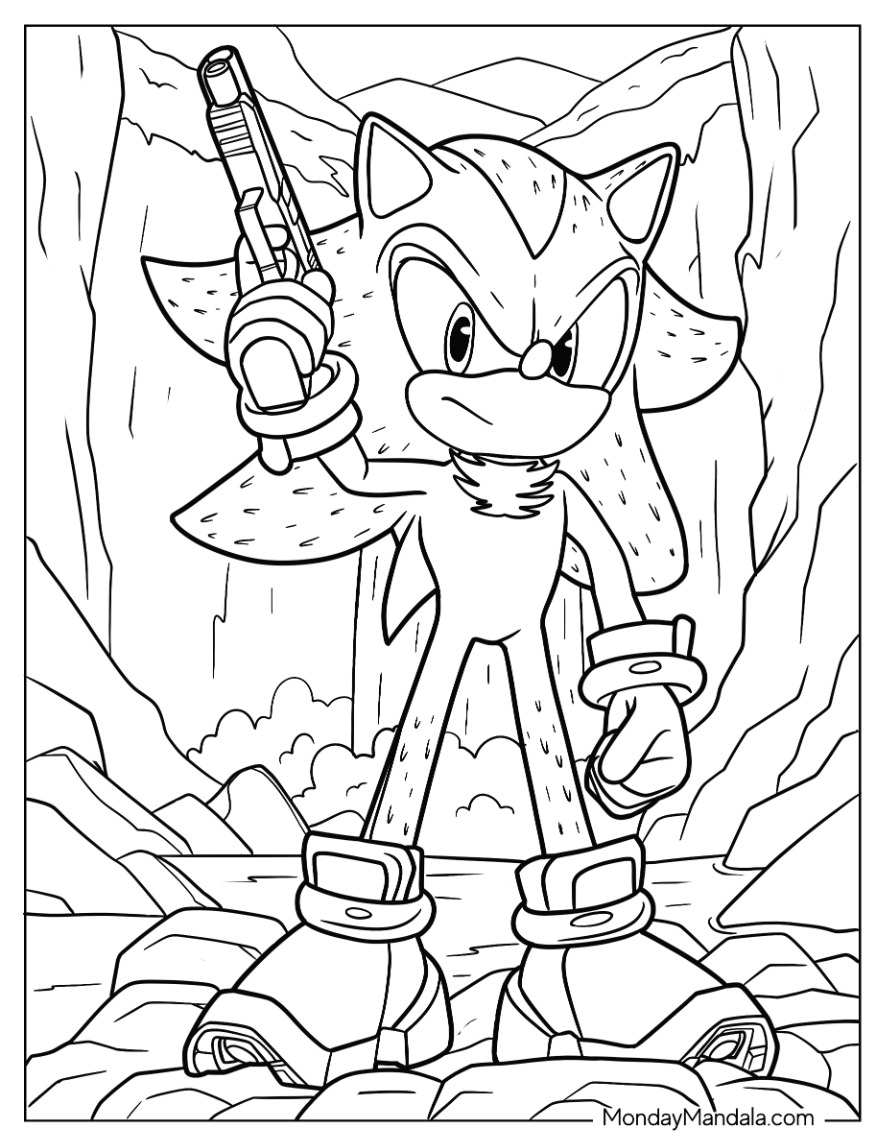 Shadow sonic coloring pages free pdf printables