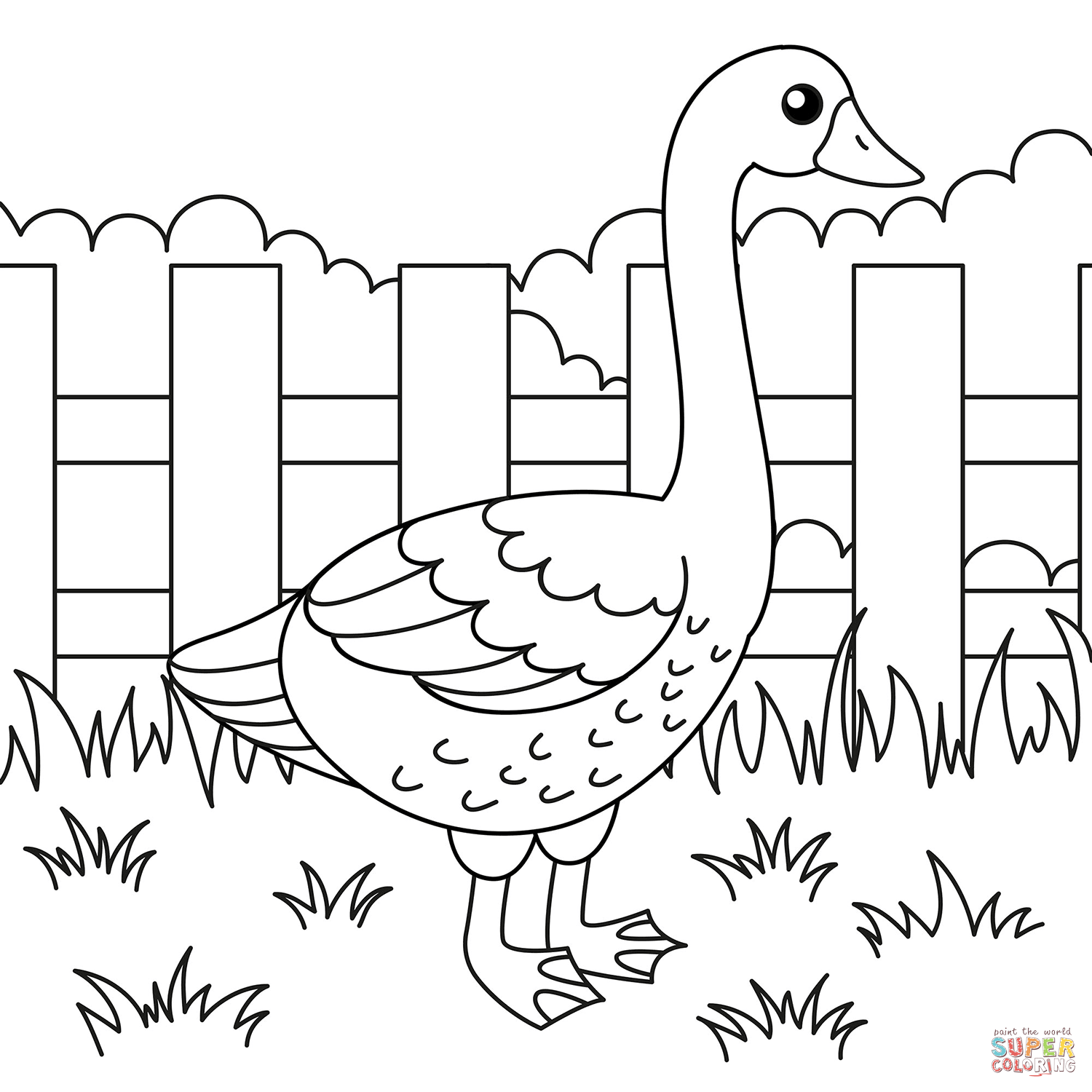 Cartoon goose coloring page free printable coloring pages