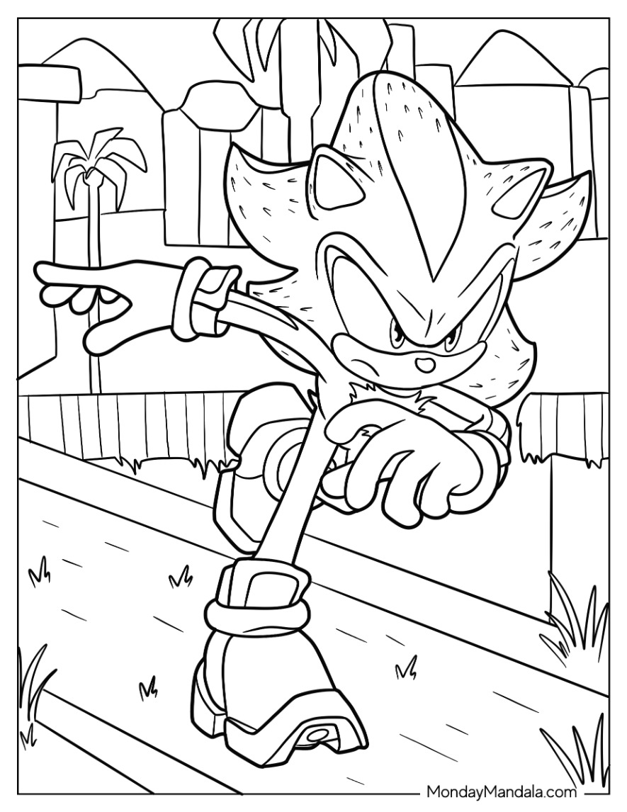 Shadow sonic coloring pages free pdf printables