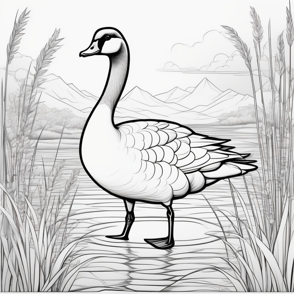 Clean coloring book page of a canada goose