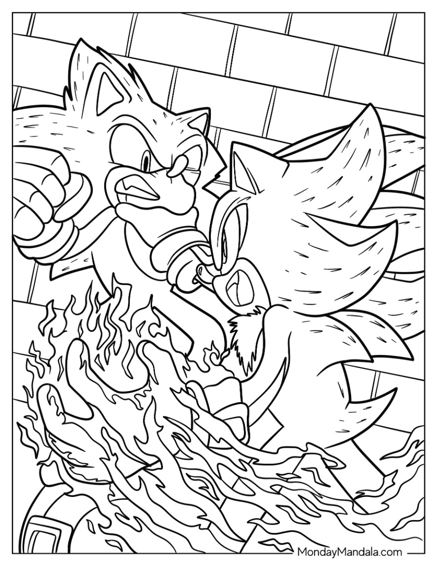 Shadow sonic coloring pages free pdf printables