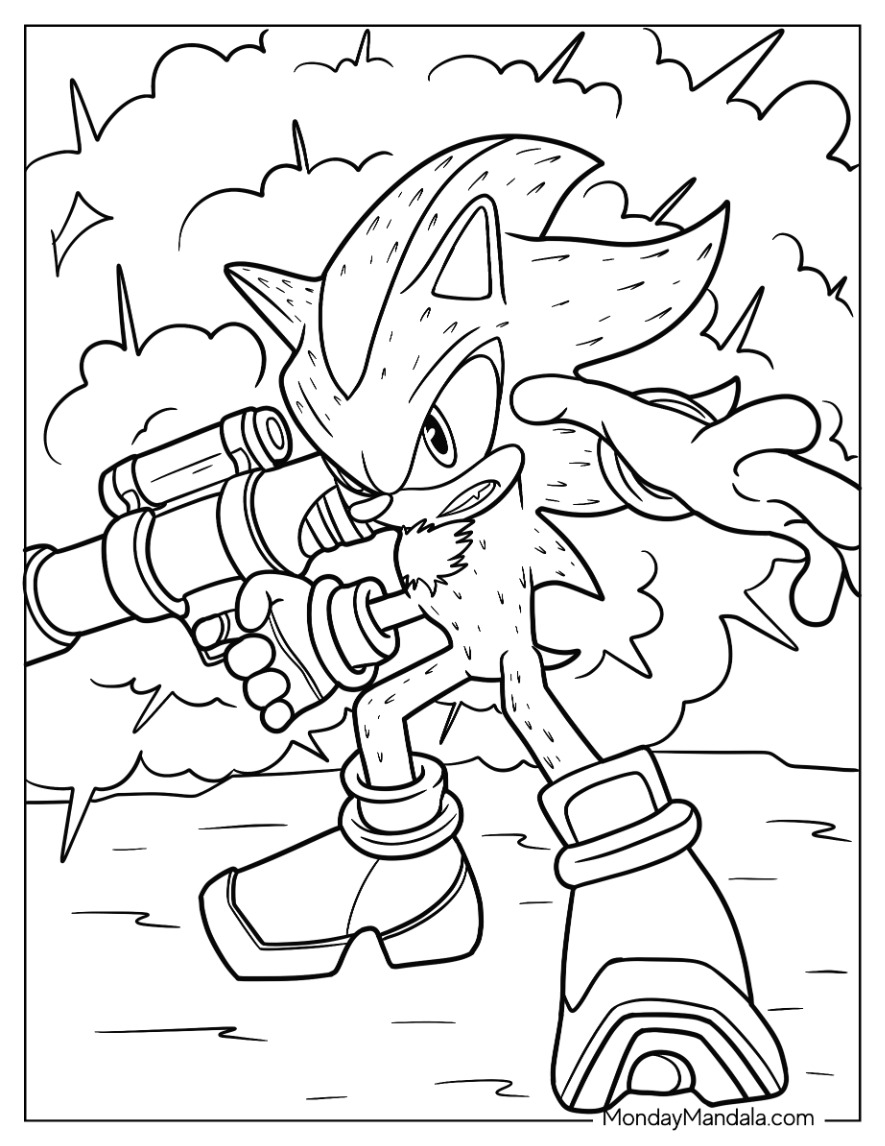 Shadow sonic coloring pages free pdf printables