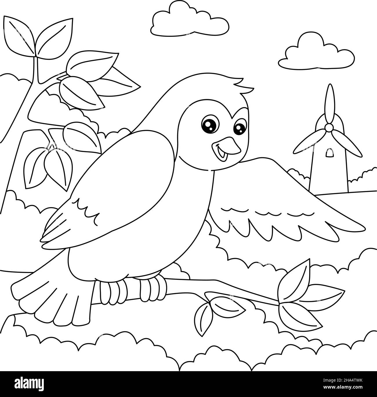 Bird coloring page for kids stock vector image art