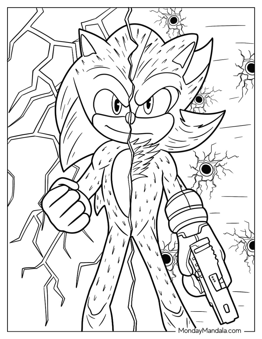 Shadow sonic coloring pages free pdf printables