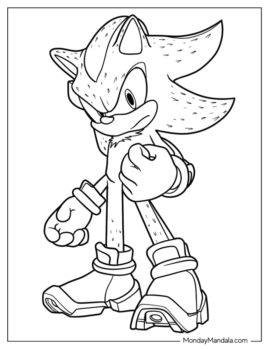 Shadow sonic coloring pages free pdf printables