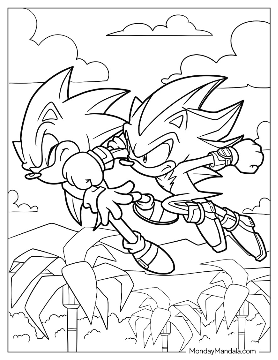 Shadow sonic coloring pages free pdf printables