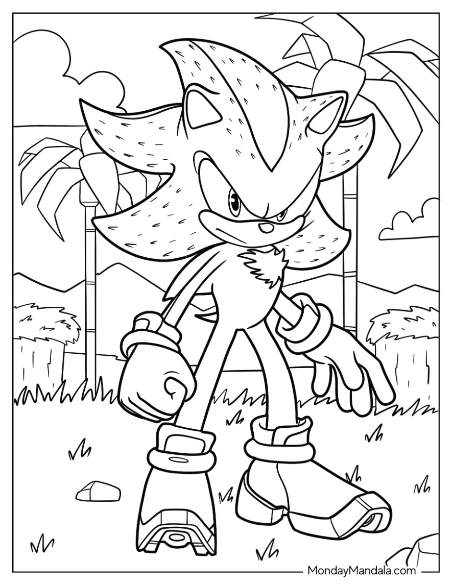 Shadow sonic coloring pages free pdf printables