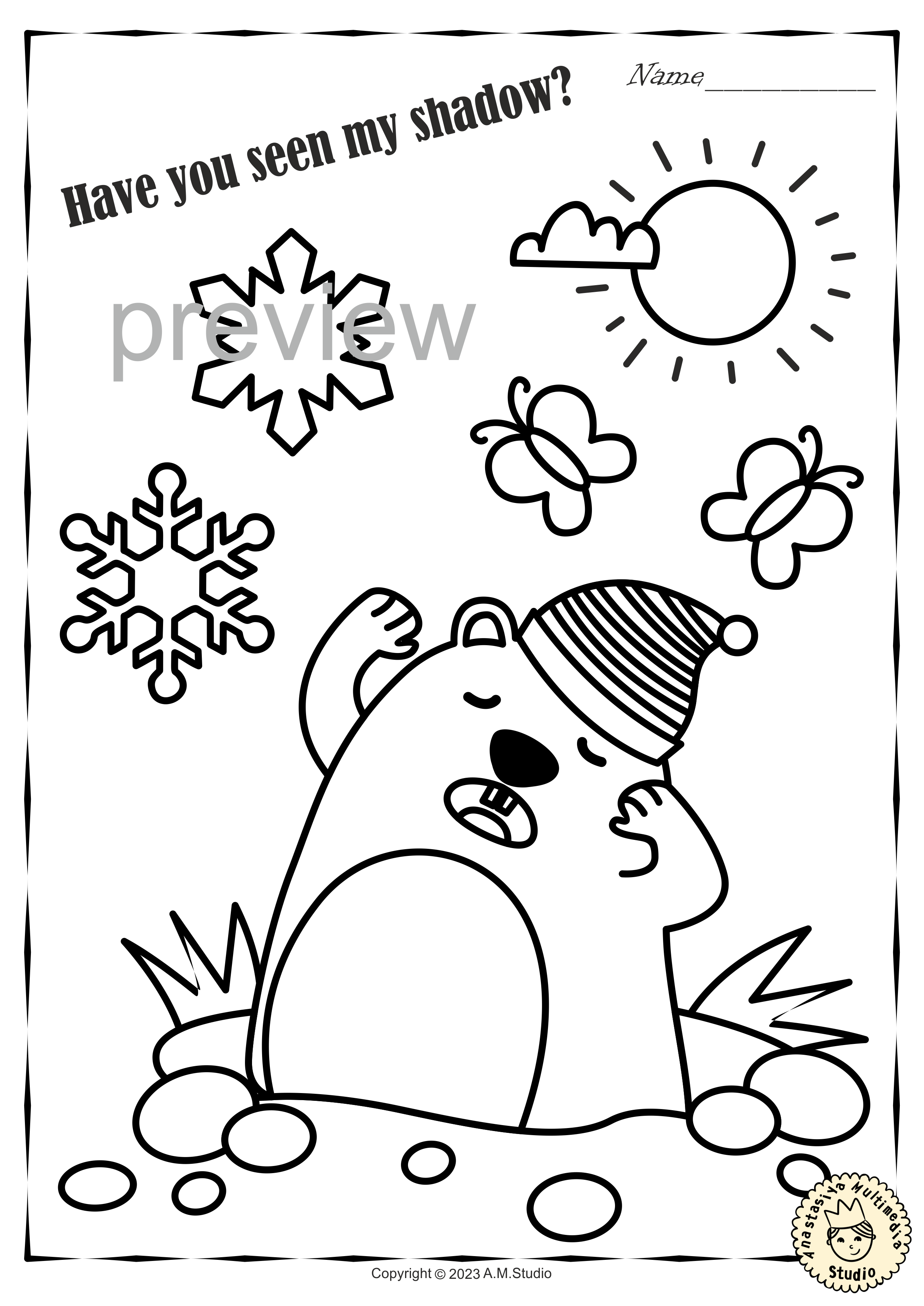 Groundhog day printable coloring pages for children