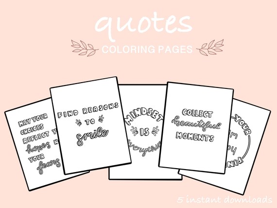 Quotes coloring page pack digital download coloring sheet printable motivation pdf download png with transparent background