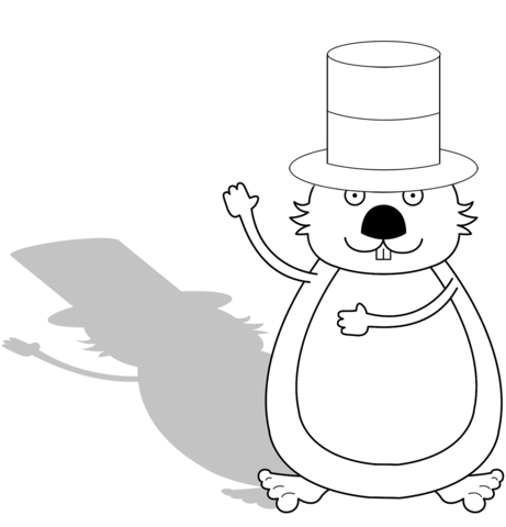 Groundhog with shadow coloring page free printable coloring pages
