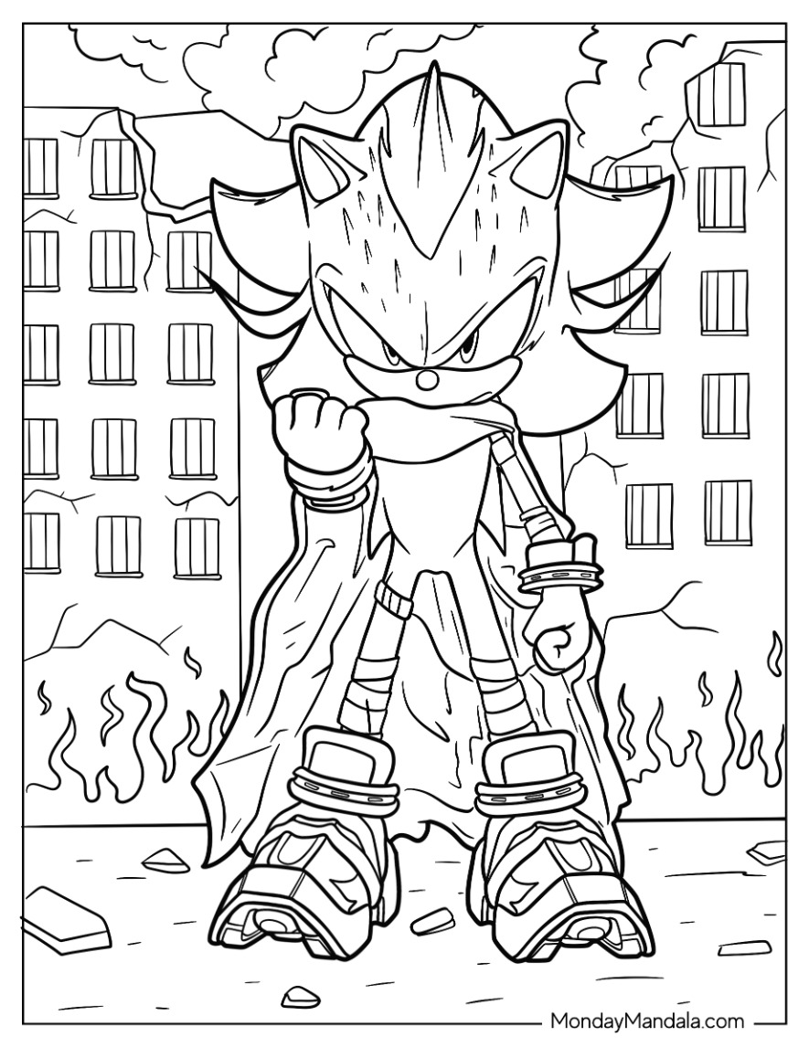 Shadow sonic coloring pages free pdf printables