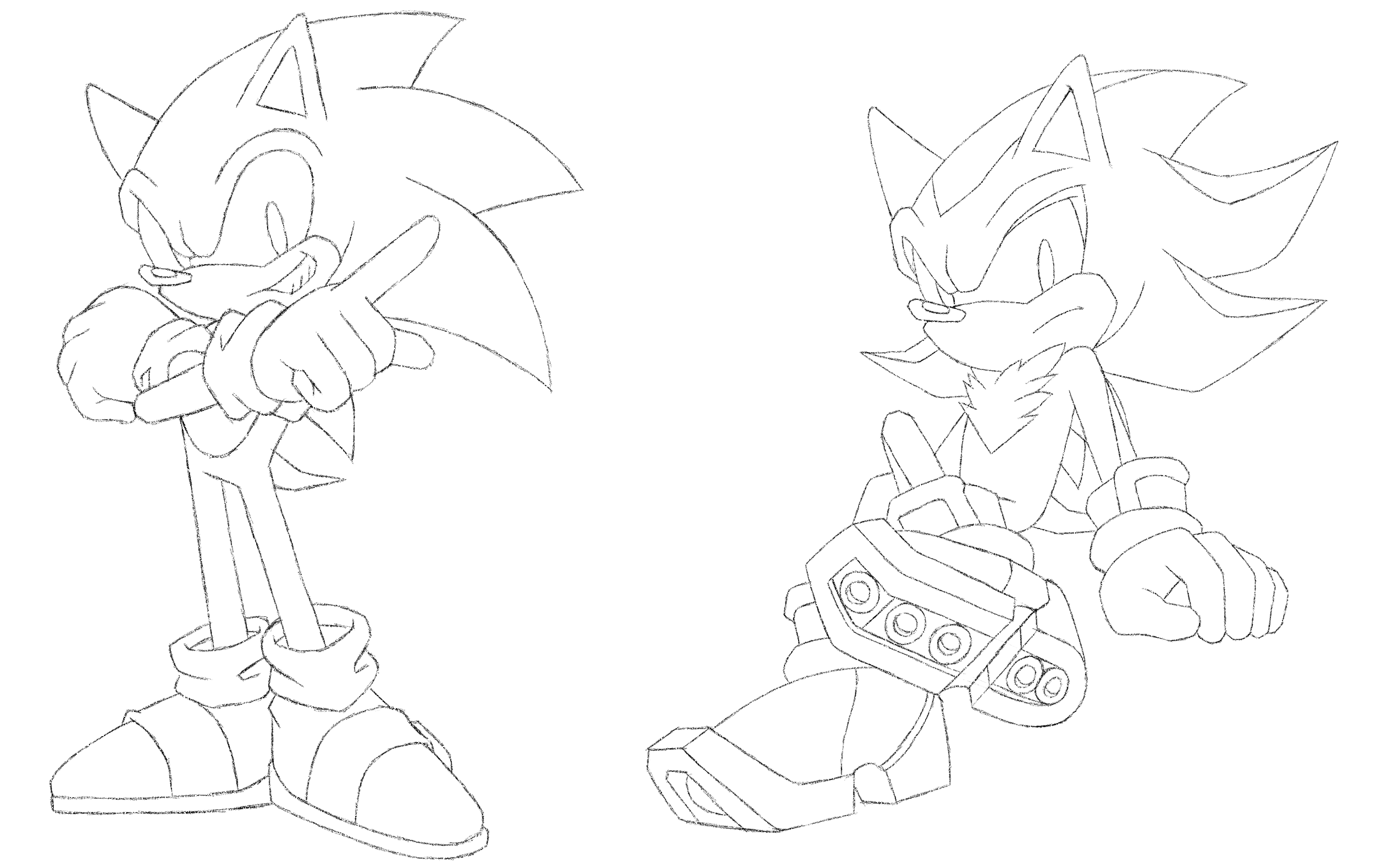 Sonic and shadow sketch by skcollabs on