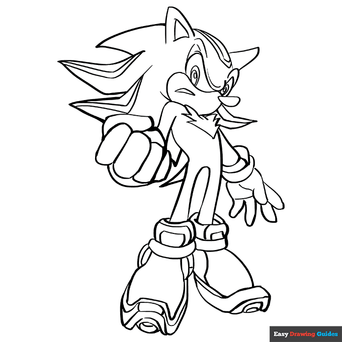 Shadow the hedgehog coloring page easy drawing guides