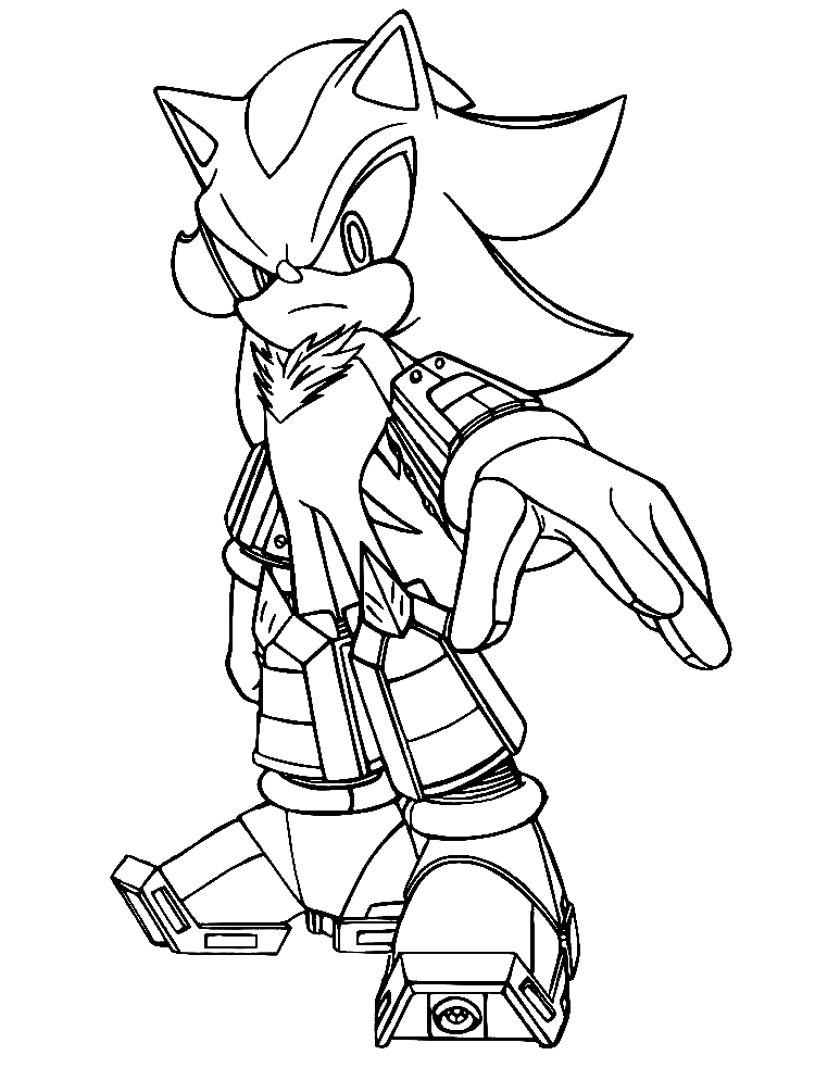 Shadow the hedgehog standing position coloring page