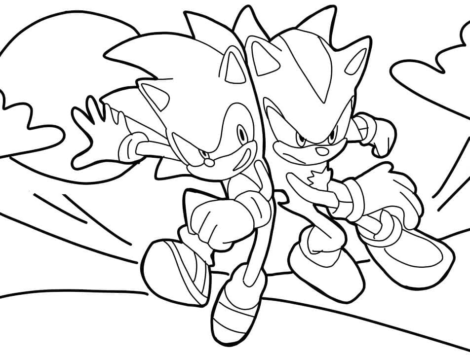 Sonic and shadow the hedgehog coloring page