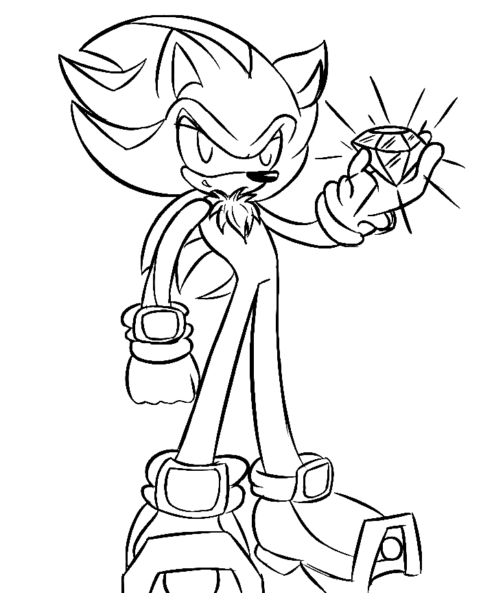 Shadow the hedgehog with a diamond coloring page