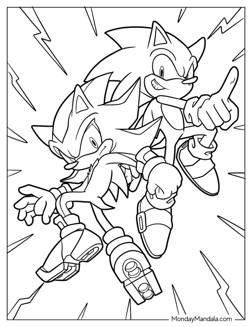 Shadow sonic coloring pages free pdf printables