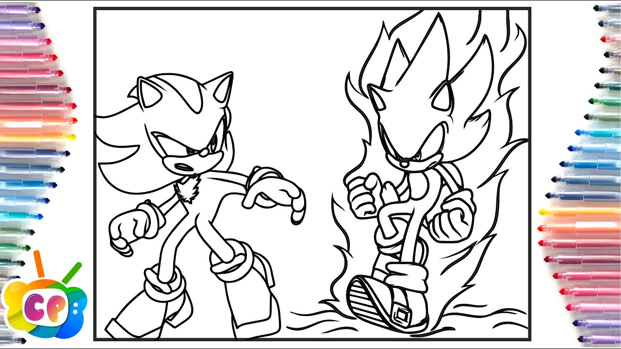 Sonic vs shadow coloring pagessonic predictions cartoon