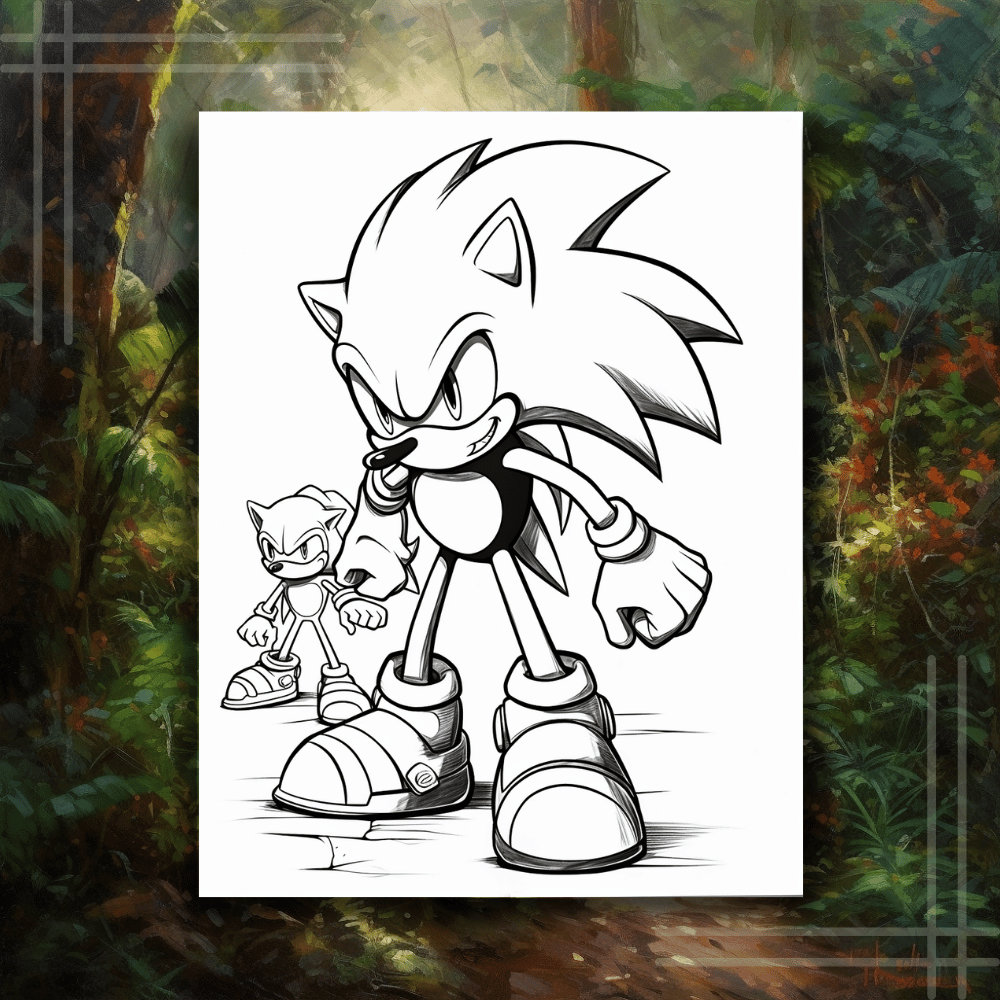 Inspired sonic shadow coloring pages for sonic hedge hog fans instant download