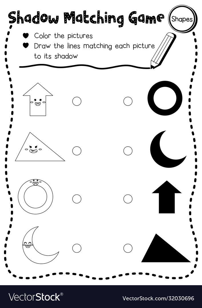 Shadow matching game shape coloring page version