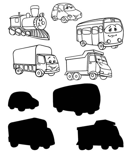 Transportation shadow matching worksheet crafts and worksheets for preschooltoddler and kindergarten