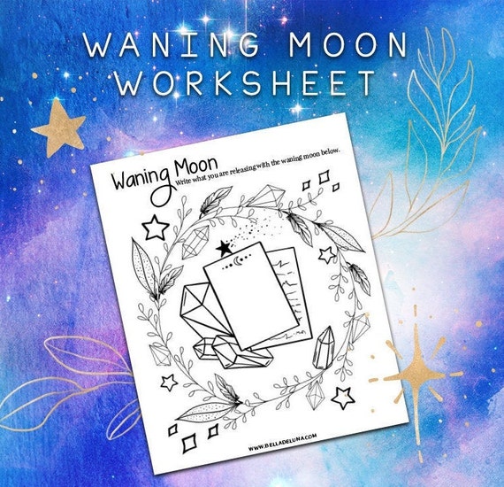 Waning moon worksheet coloring page grimoire book of shadows printout