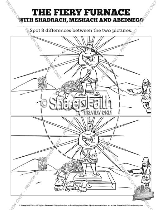 The fiery furnace with shadrach meshach and abednego kids spot the difference â