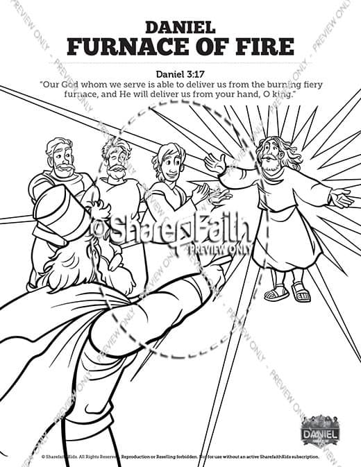 Daniel the furnace of fire sunday school coloring pages â