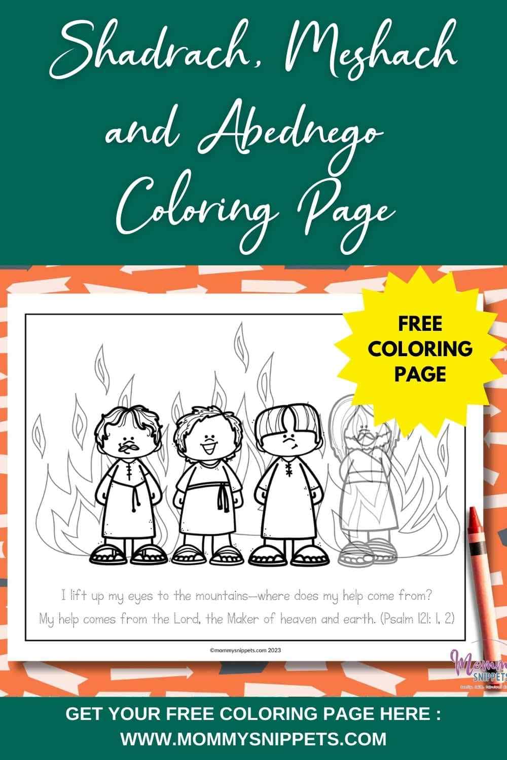 Easy shadrach meshach and abednego craft coloring page