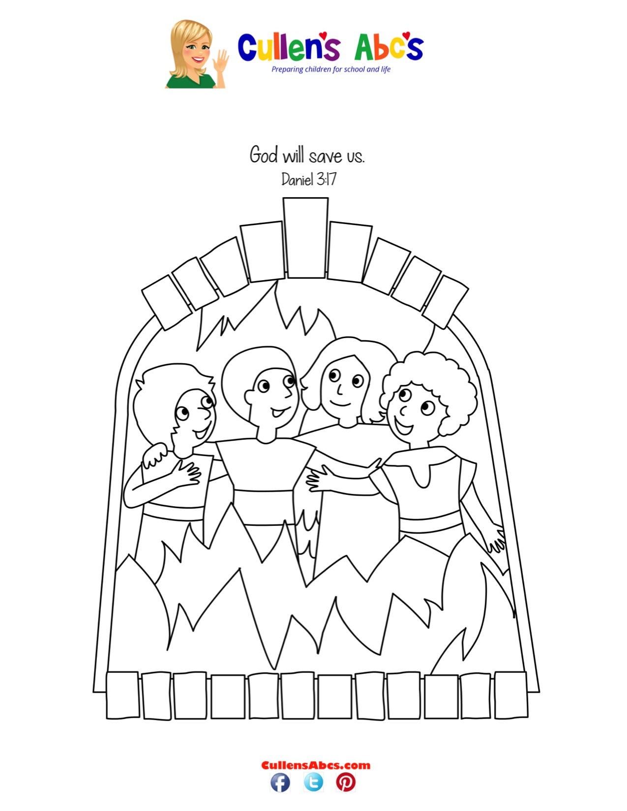 Bible key point coloring page shadrach meshach and abednego free childrens videos activities