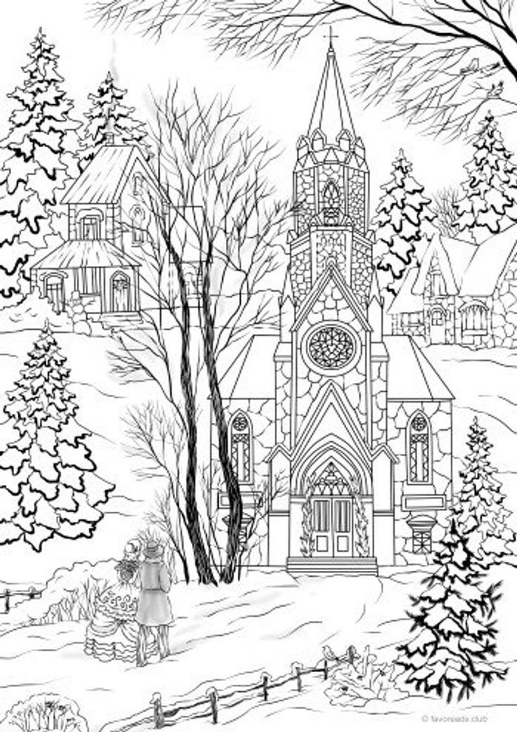 Church printable adult coloring page from favoreads coloring book pag for adults and kids coloring sheets colouring digns