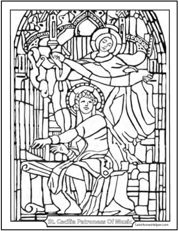 Stained glass coloring pages âï church window coloring printables