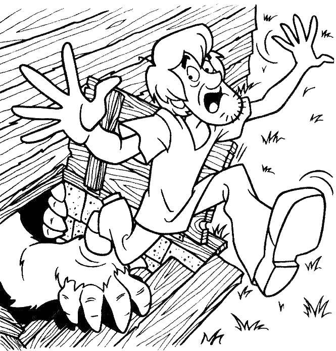 Online coloring pages nning coloring shaggy is nning from the monster scooby doo