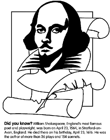 William shakespeare coloring page